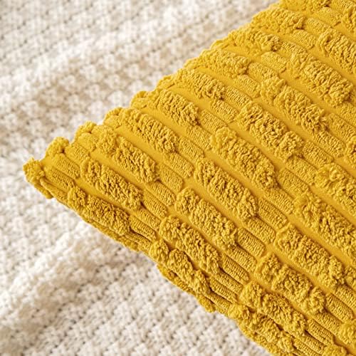 MIULEE Euro Corduroy Decorative Throw Pillow Covers 22x22 Mustard Yellow - Image 2