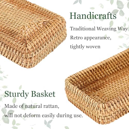 Hipiwe Key Basket for Entryway Table Small Natural Rattan Serving Tray - Image 6