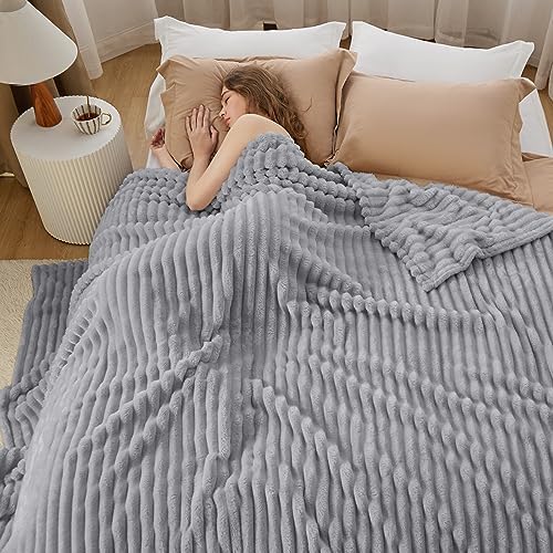 Bedsure Soft Queen Size Blanket for Bed Light Grey 90"x90" - Image 5