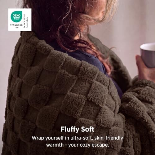 Bedsure Checkered Soft Cozy Fall Throw Blanket for Couch, Brown,50"×60" - Image 2