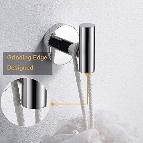 Nolimas Towel Coat Hook Polished Chrome SUS304 Stainless Steel Bathroom Clothes Cabinet Closet Sponges Robe Hook Wall Mounted Round Kitchen Heavy Duty Door Hanger 6 Packs - Image 2
