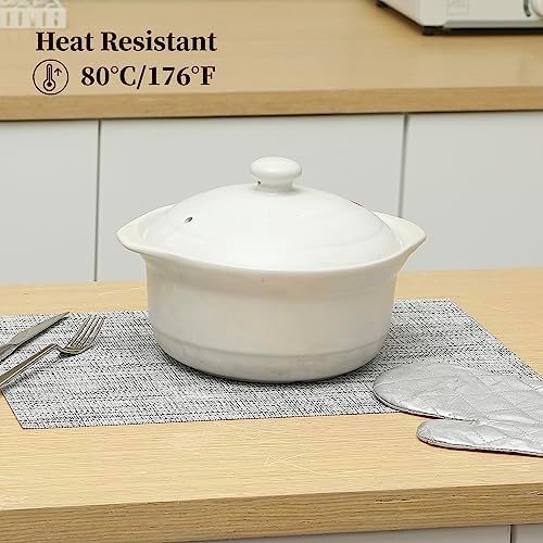 Leetaltree Linen Grey Placemats Set of 8 - Heat Resistant Non-Slip Place mats for Dining Table, Washable Durable PVC Vinyl Woven Table Mats（Linen Grey, 8） - Image 4