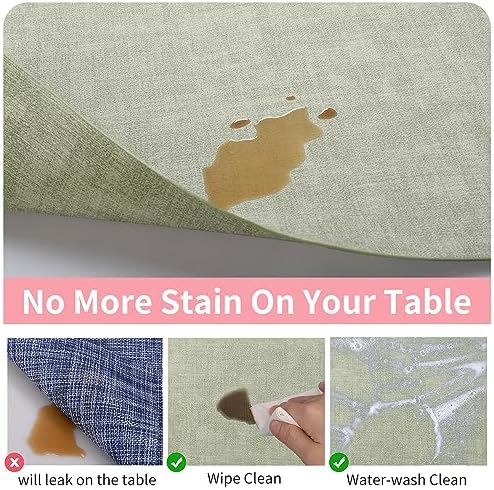 Maxpearl Faux Leather Placemats Set of 6, Easy to Clean, Light Green - Image 4