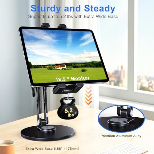 Tablet Stand for Desk, Portable Monitor Stand with Large Clamp up to 18.5" - Image 3