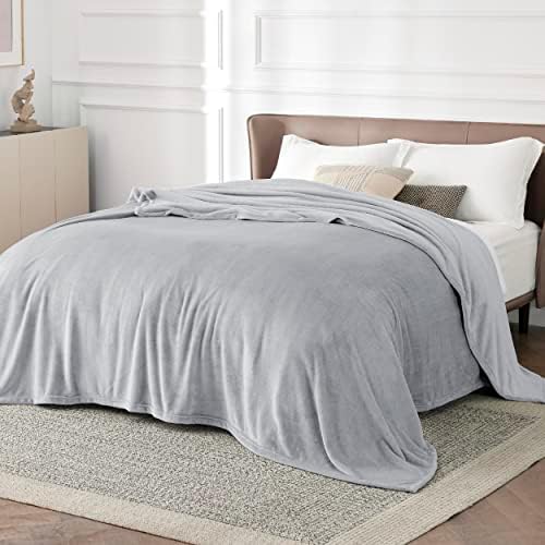 Bedsure GentleSoft Fleece Blanket California King Light Grey - Lightweight Plush Fuzzy Cozy Soft Bed Blankets, 102x96 inches - Image 2