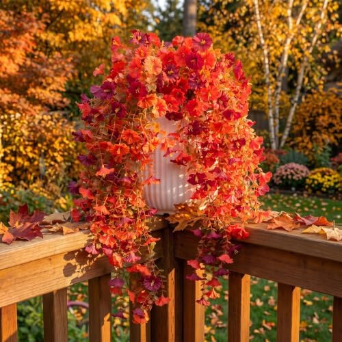 FULLMUSIC Autumn Artificial Flowers for Outdoor (Brown red) - Image 5