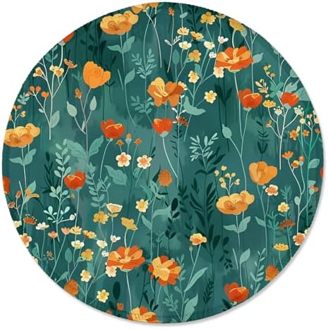 ITNRSIIET Round Mouse Pad with Stitched Edge Premium-Textured Waterproof Non-Slip Rubber Base Desktop Protection Mat Diameter 8.7 inches, Beautiful Flowers by +ITNRSIIET