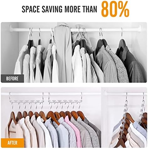HOUSE DAY Closet Organizers and Storage Magic Hangers Stainless Steel Space Saving Hangers Upgraded Sturdy Drop Down Hanger Clothes Hangers Space Saving College Dorm Room Essentials 8PACK - Image 2