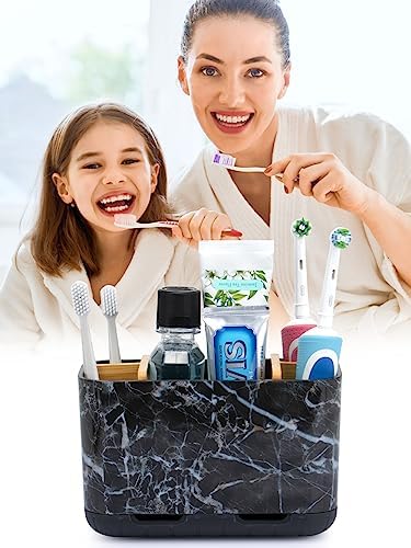 GFWARE Marble Toothbrush Holders with Drainage, Bathroom Organizer, Large - Image 3