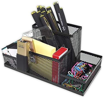 Fengtaiyuan T02 Black-Plus, Big Black Metal Wire Mesh Pencil Holder, Desktop Organizer - Image 7