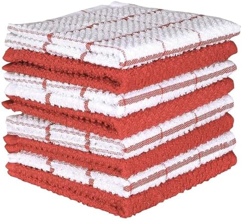 AMOUR INFINI Cotton Kitchen Dish Cloths Set of 8 – Highly Absorbent, Super Soft Premium Terry Cleaning Cloth (12"x12" Inch) Premium Dishcloths for Washing Dishes (Rust) by AmourInfini