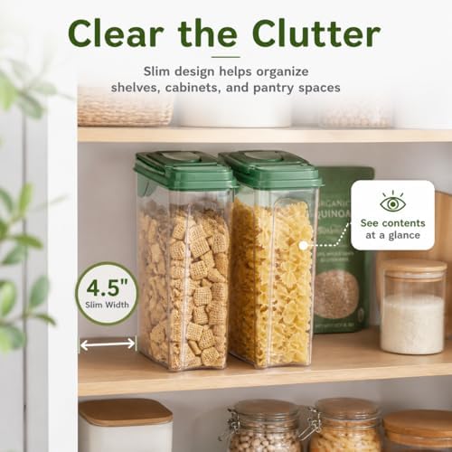 Tribello Food Storage Dispenser with Pour Spout Lid – Pantry Bin – Clear Slim Food Storage Container for Rice, Sugar, Cereal – BPA Free - Kitchen Organization (Large 3.8 Quarts - 2 Pack) - Image 5
