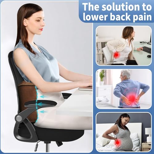 Lumbar Support Pillow for Study Desk Chair, Bite-Size Natural Latex Foam Back Support Pillow for Lower Back Pain Relief, Soft & Support Corduroy Office Chair Cushion, S, Brown - Image 4