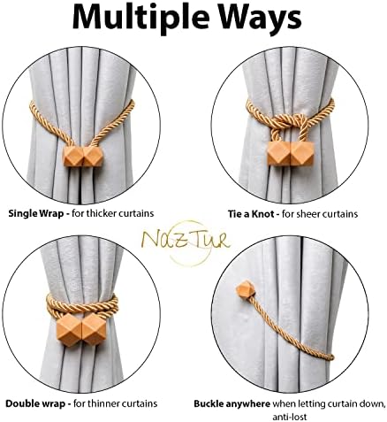 NazTur Magnetic Curtain Tiebacks, Curtain Ties, No-Drill Holdbacks (4 Pack) - Image 6