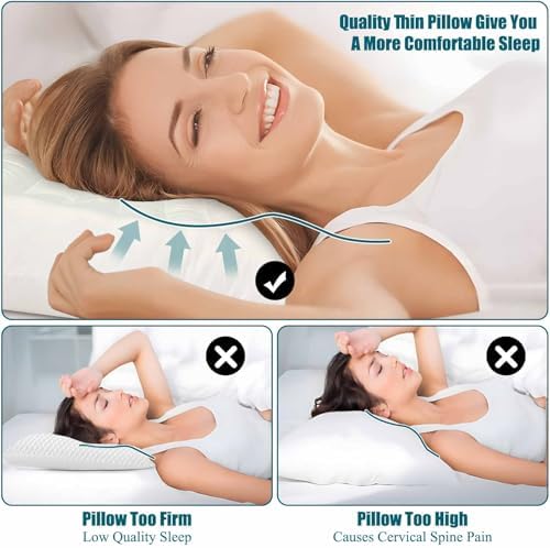 Ultra Flat Thin Pillow for Sleeping 2.5 inch Height Low Profile Slim Soft Bed Pillow for Stomach Back Sleepers King Size 18"x36" Hypoallergenic Skin Friendly Machine Washable - Image 2