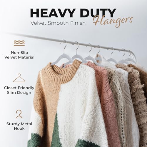 Our Modern Space 30 Pack Velvet Hanger for Shirt Pants Dresses Skirts Suits Jackets - Slim Space Saving Design - Standard Coat Hanger - Sturdy & Durable Design with Shoulder Grooves Hook - Image 2
