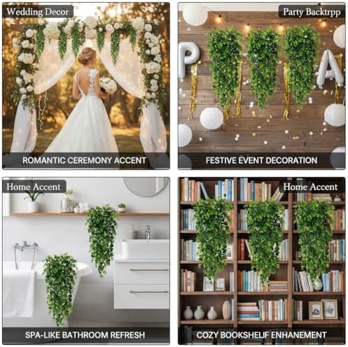 4 Pack Artificial Eucalyptus Hanging Plants 30 Inches - Image 4