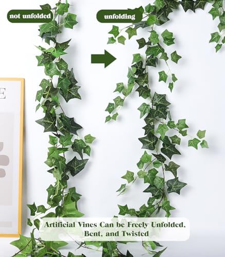 RECUTMS 6Strand Artificial Ivy Greenery Garland Silk Fake Vines Plant 6.3Ft - Image 5