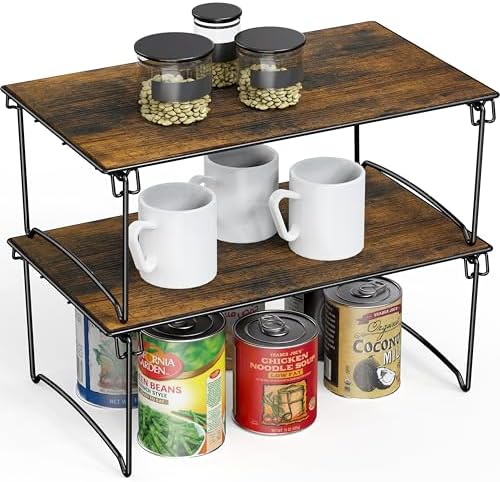 Deco Brothers Stackable Cabinet Shelf, 2 Pack, Rustic Brown by DecoBrothers