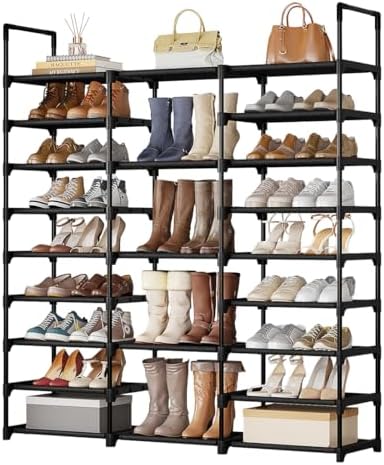 9-Tier Shoe Rack Organizer for 50-55 Pairs, Stackable Large Shoe Stand by SUOERNUO