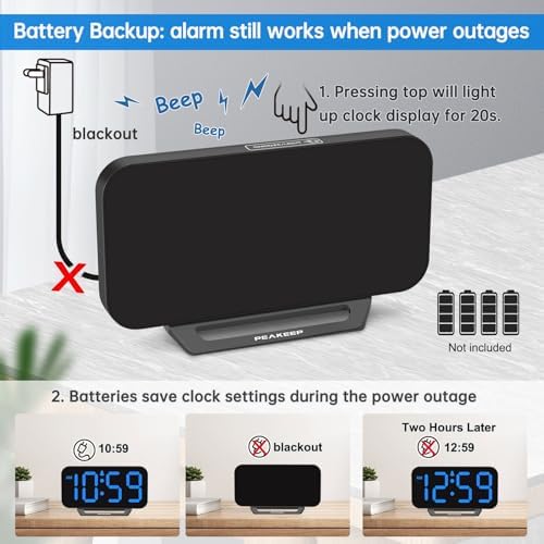 Peakeep Small Digital Alarm Clock for Bedrooms, Loud for Heavy Sleepers - Image 5