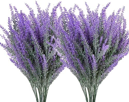 Artificial Lavender Flowers Bouquet in Purple, Fake Plants Christmas Decorations Ornaments for Home Decor Wedding Garden Office Patio Decoration Party Arrangement Outdoor Indoor - 8 pcs by LOVENIMEN