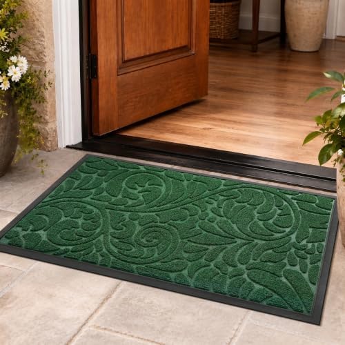 Yimobra Large Door Mat Outside Entrance, Floral Outdoor Mat, 36x24,Green by Yimobra