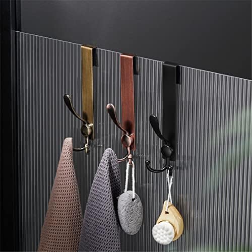 Flybath Shower Glass Door Hooks 2 Pack 304 Stainless Steel Antique Extended Robe Towel Hook Rack Over Glass Door Hooks Frameless Drilling-Free Hanger for Bathroom, Brushed Bronze - Image 2