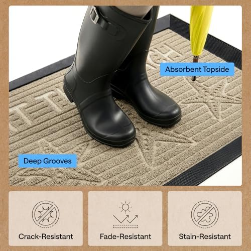 GORILLA GRIP WeatherMAX Door Mat, Indoor Outdoor Use, 29x17, Beige Beach - Image 5