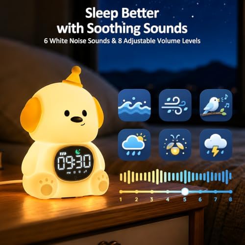 Dog Kids Alarm Clock with Night Light, OK to Wake Clock for Toddler - Image 5