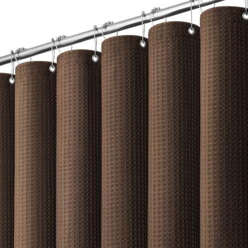 Dynamene Stall Waffle Shower Curtain 256 GSM Heavy Fabric 54x78 Brown by Dynamene