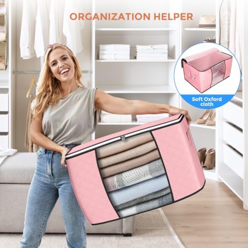 90L Large Storage Bags, 8 Pack Clothes Storage Bins Closet Organizers - Image 6