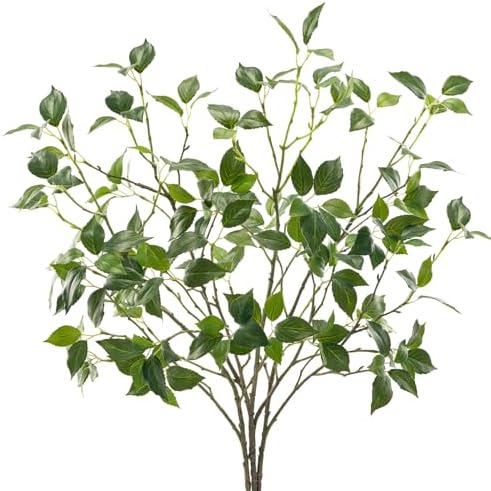 Artificial Plants Greenery Eucalyptus Stems Branches Plant for Home Decor，Faux Rustic Ficus Leaf Floral for Indoor Table Bathroom Bedroom Kitchen Decoration,Real Plastic Eucalytus Wedding Dcor（4PCS) by UqueetenLtd