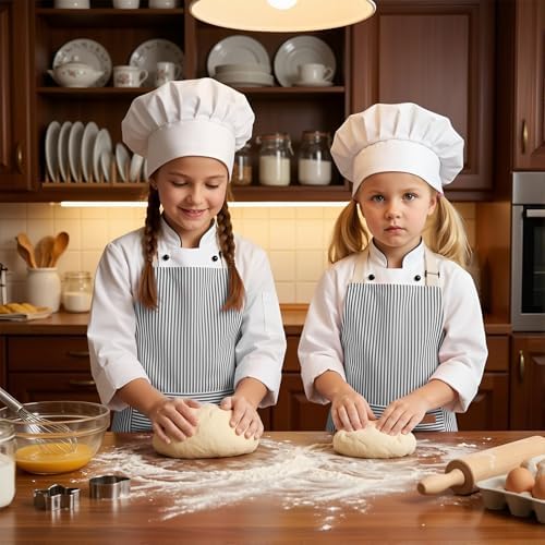 2 Pack Stripes Kids Apron, Kids Cooking Aprons with 2 Pockets, Cute Aprons for Cooking for Boys and Girls - Image 6