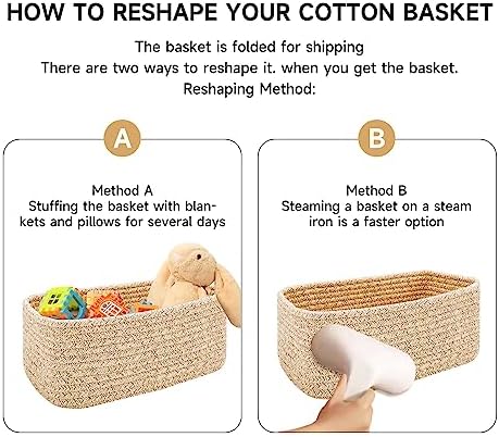MiniArk Small Storage Baskets for Organizing | Closet Organizer Bins | Shelf Toy Basket | Woven Rope Baskets | Cube Decorative Box | Shallow Basket | 13x8.5x5.1” | 4 Packs Mixed Grey - Image 7