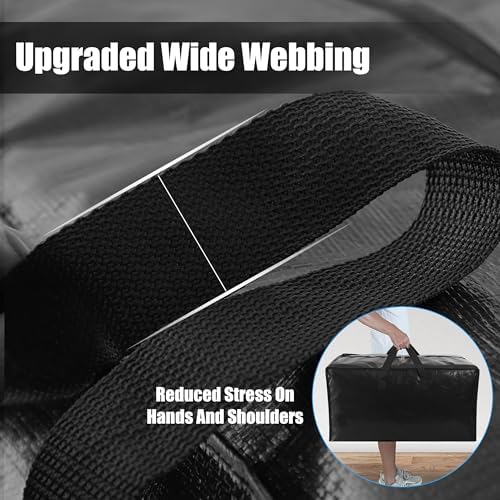 Cosy Family 8 Pack Heavy Duty Extra Large Moving Bags with Backpack Straps - Strong Handles & Zippers, Storage Totes For Space Saving, Fold Flat, Alternative to Moving Box (Set of 8, Black) - Image 2