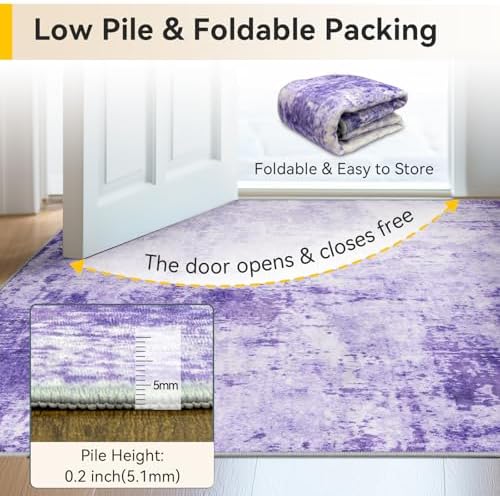 RELEANY Washable 2'x3' Abstract Area Rug for Living Room Purple - Image 6
