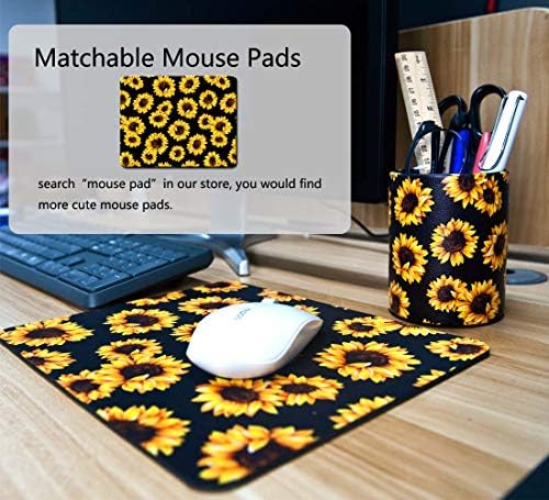 Sunflower Pen Holder, Pencil Holder Desk Organizer for Women Girls, Floral Makeup Brush Holder, Ideal Gift for Office, Classroom, Home(blackSunflower) - Image 5