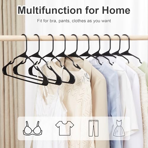 VECELO 25 Pack Plastic Hangers-Clothes Hangers with Shoulder Non Slip Notches,Clothing Hangers for Closet Space Saving-Heavy Duty Coat Hanger,Black - Image 4