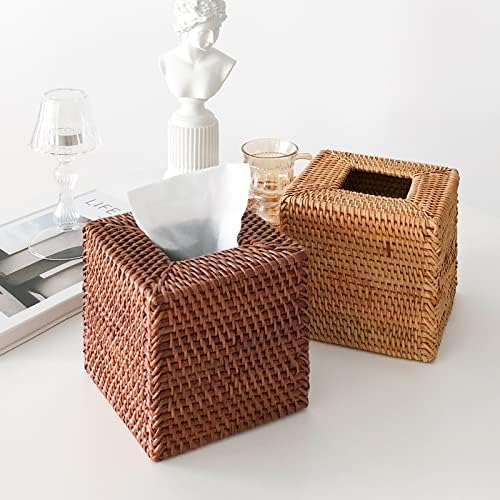 Rattan Tissue Box Cover Natural Woven Facial Napkin Holder Square (Natural, 5.5x5.5x5.9 Inch) - Image 7