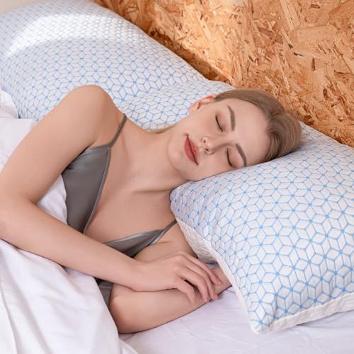 Love Attitude Bed Pillow Queen Size 1 Pack, Shredded Memory Foam Pillow Adjustable，Cooling Pillow Soft and Supportive for Side Back Stomach Sleepers - Image 6