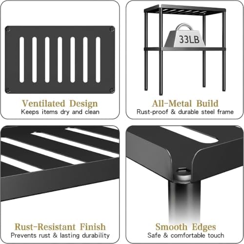 Cabinet Organizer Shelf, 2 Tier Kitchen Cabinet Organizer with Stackable Cabinet Shelves for Kitchen Countertop Storage, Metal Kitchen Shelf Organizer for Spice, Pantry & Under Sink (Black) - Image 3