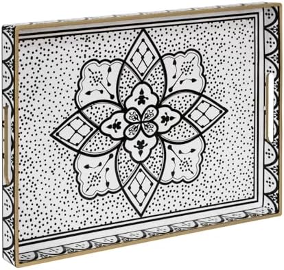 MAONAME Plastic Serving Tray with Handles, Rectangle Black Decorative Tray by MAONAME