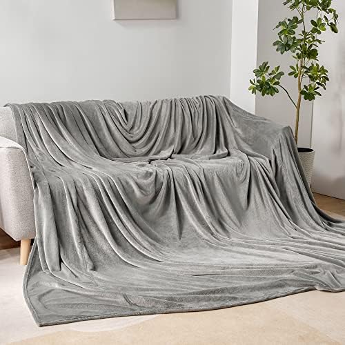BEDELITE Fleece Blanket Soft Plush Oversized Bed Blanket Grey 120"x120" - Image 3