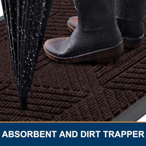 Smiry Front Door Mat Outside Entrance, Low Profile Rubber Doormat, 33x21 - Image 3
