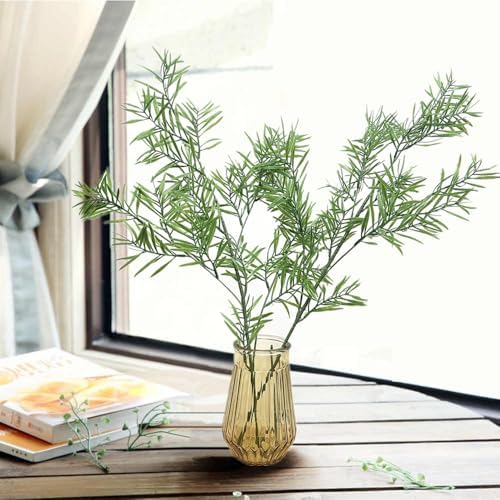 Artificial Plants Fake Plant Simulation Bamboo Leaf Tall 31 Inch, Faux Reed Plastic Leaves Faux Greenery Bushes Flexible Branches Stems for Indoor Outdoor Decor Wedding Party DIY Decoration - 2 Pack - Image 7