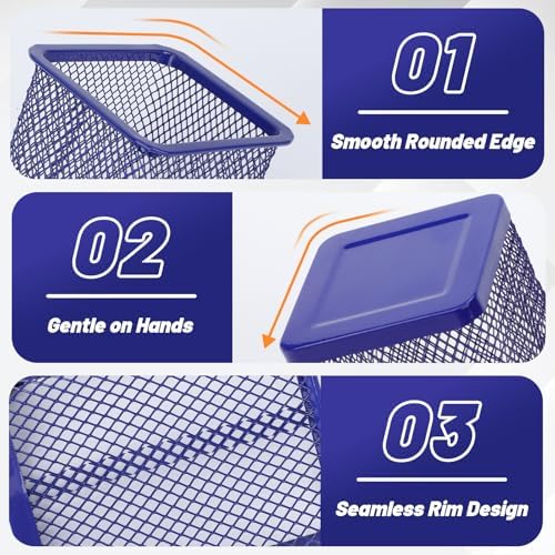 Segarty Pen Holder for Desk, 3 Pack Square Dark Blue Pen Cup Holder, Wire Mesh Pencil Container Set Desktop Organizer for Office Supplies, School, Home Table Accessories, Makeup Brush - Image 3