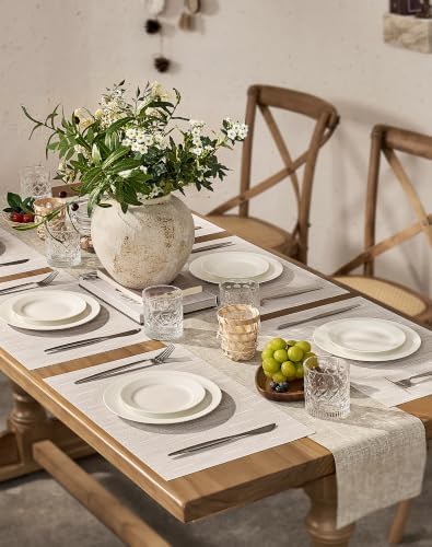 Leetaltree Pale Beige Placemats Set of 12 - Heat Resistant Non-Slip Place mats for Dining Table, Washable Durable PVC Vinyl Woven Table Mats（Pale Beige, 12） - Image 3
