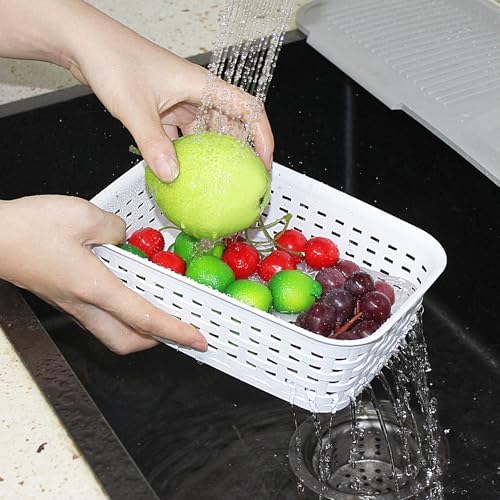 Soddeph Plastic Storage Baskets for Cabinets, Household Pantry Organization with Handle,Organizer Bins for Room,Bathrooms,Under-Sink,Kitchen (White, XS-3PACK) - Image 5
