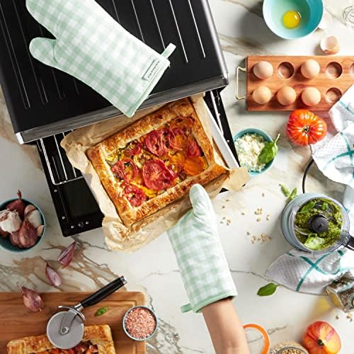 KitchenAid Gingham Oven Mitt 2-Pack Set, Pistachio, 7"x13" - Image 5